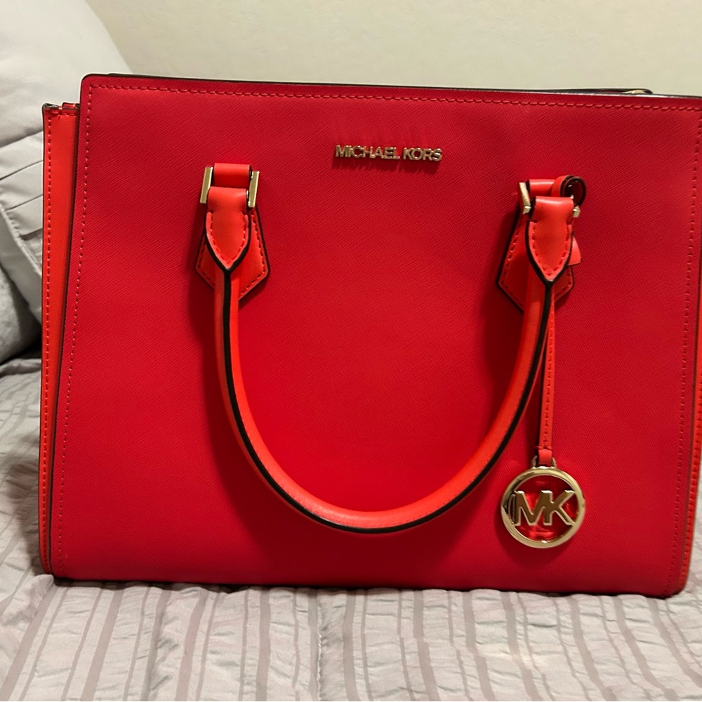 Michael Kors Red Satchel with Gold Hardware - Picture 2 of 13